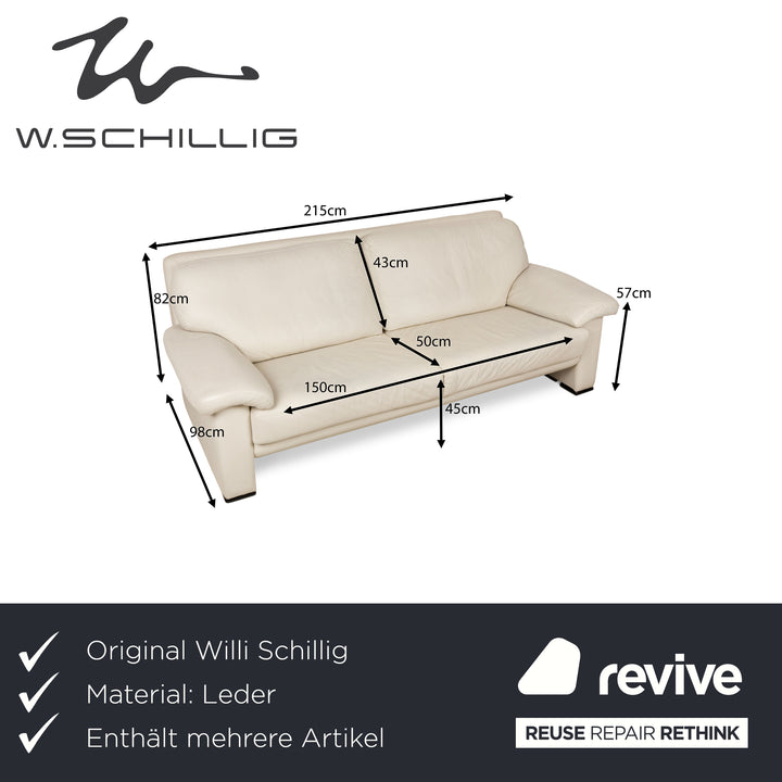 Willi Schillig Leder Sofa Garnitur Dreisitzer Zweisitzer Sessel Creme Grau Couch