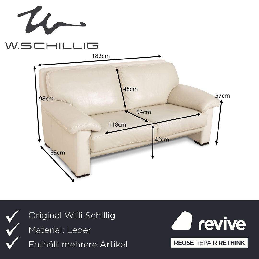 Willi Schillig Leder Sofa Garnitur Dreisitzer Zweisitzer Sessel Creme Grau Couch