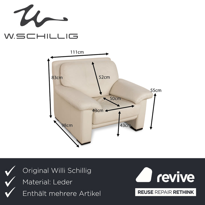 Willi Schillig Leder Sofa Garnitur Dreisitzer Zweisitzer Sessel Creme Grau Couch