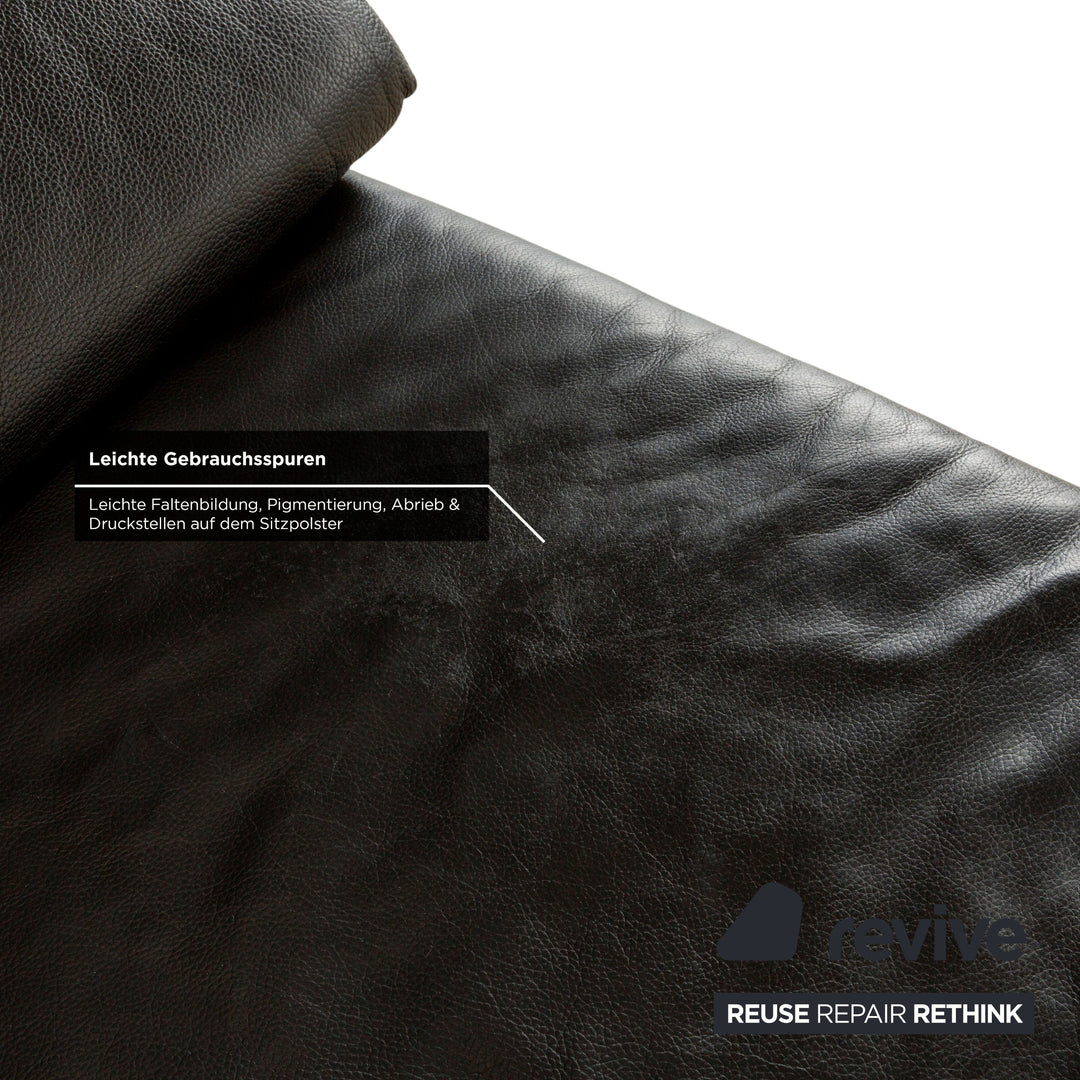 Willi Schillig Leather Sofa Black Three-Seater Couch