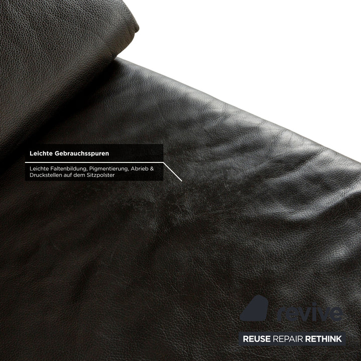 Willi Schillig Leather Sofa Black Three-Seater Couch
