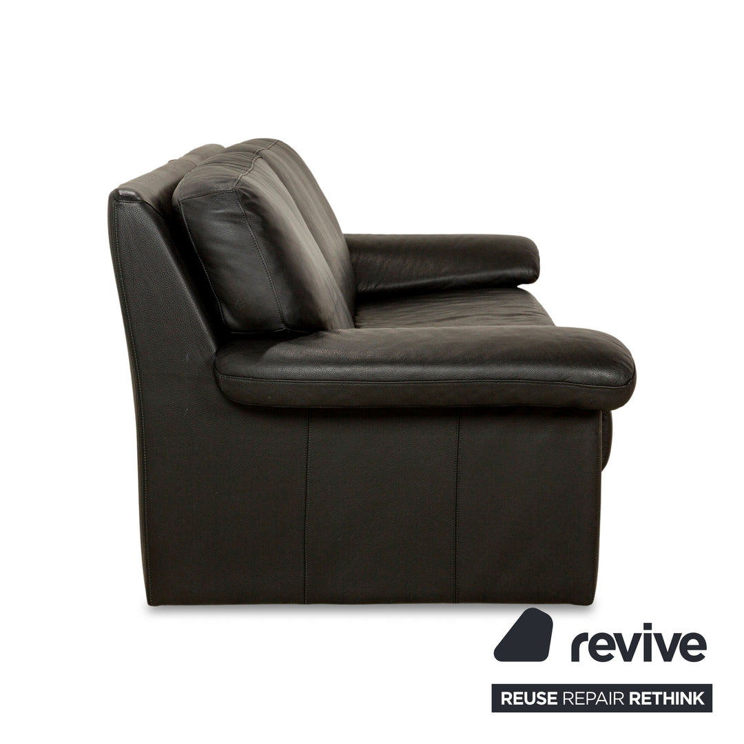 Willi Schillig Leather Sofa Black Three-Seater Couch