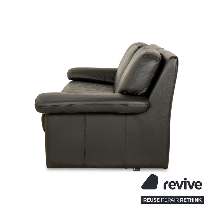Willi Schillig Leather Sofa Black Three-Seater Couch