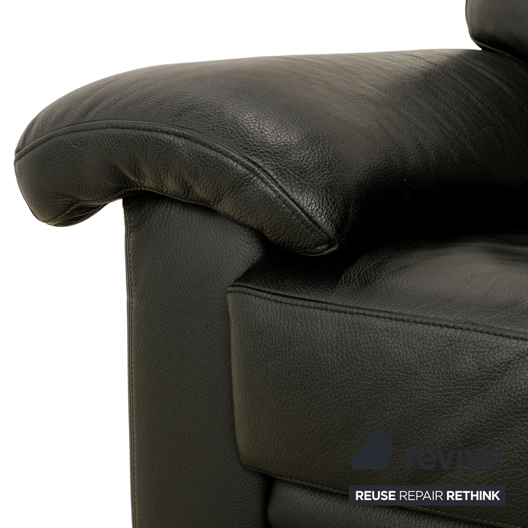 Willi Schillig Leather Sofa Black Three-Seater Couch