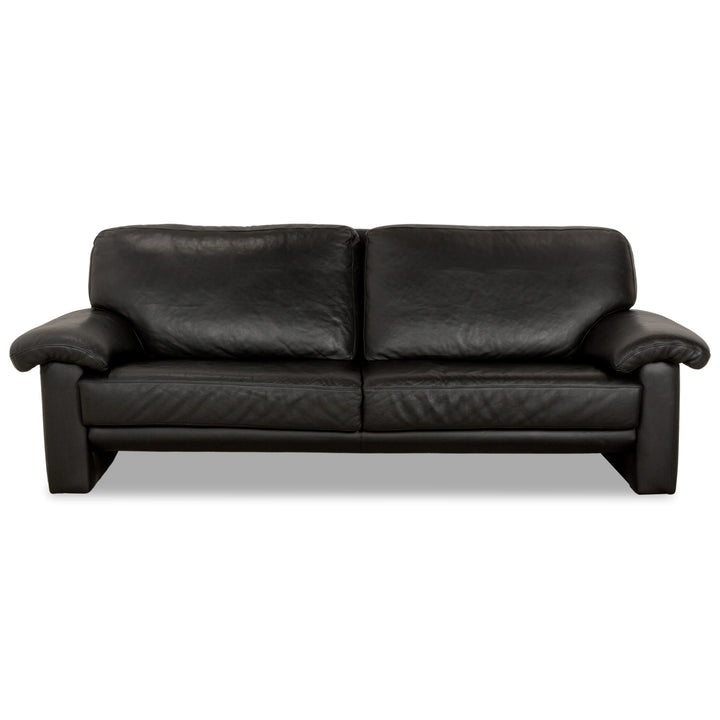 Willi Schillig Leather Sofa Black Three-Seater Couch