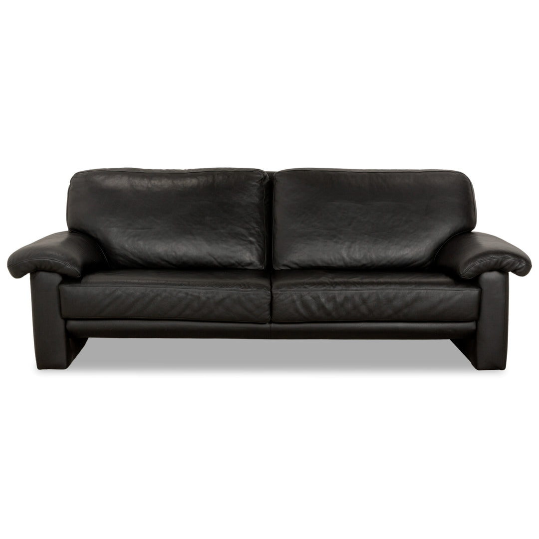 Willi Schillig Leather Sofa Black Three-Seater Couch
