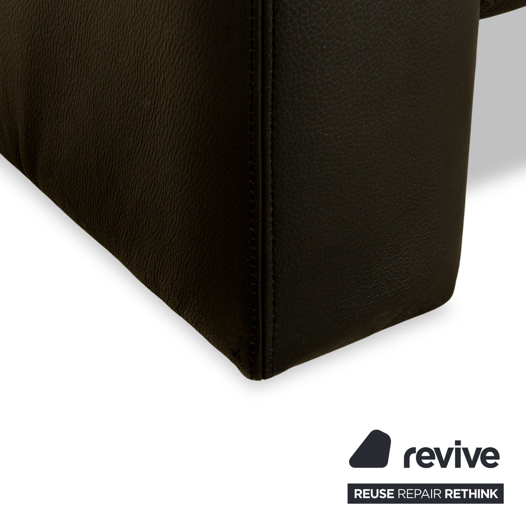 Willi Schillig Leather Sofa Black Three-Seater Couch