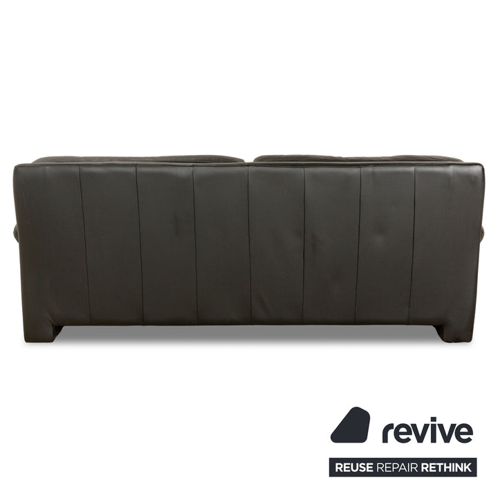Willi Schillig Leather Sofa Black Three-Seater Couch