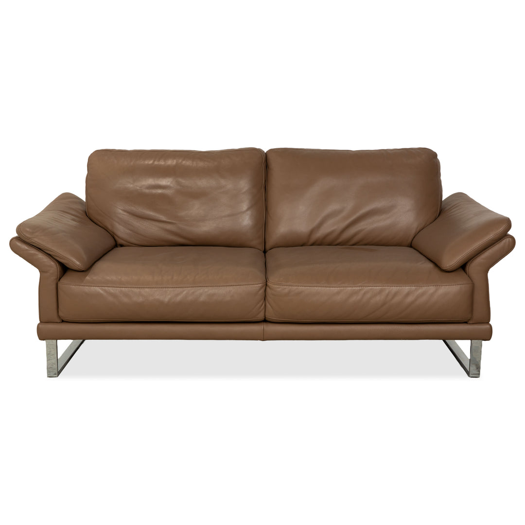 Willi Schillig Leder Zweisitzer Braun Taupe Sofa Couch