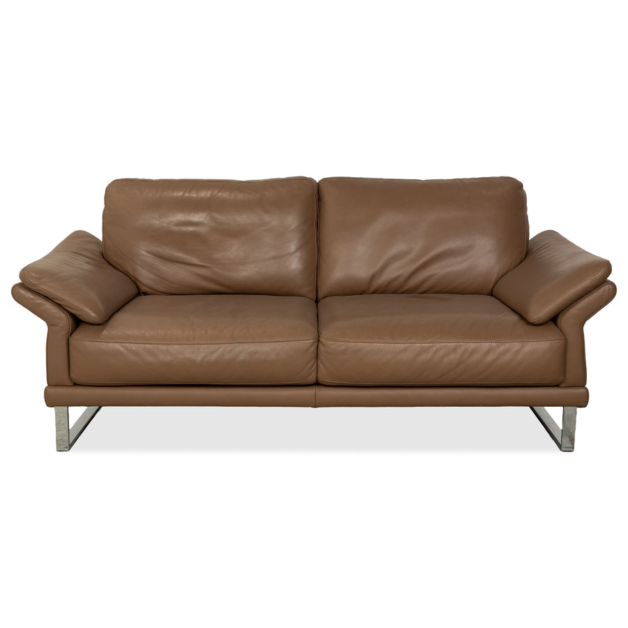 Willi Schillig Leder Zweisitzer Braun Taupe Sofa Couch