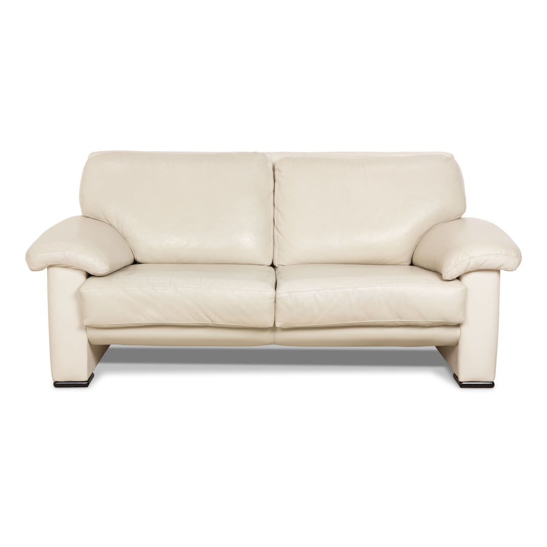 Willi Schillig Leder Zweisitzer Creme Grau Sofa Couch