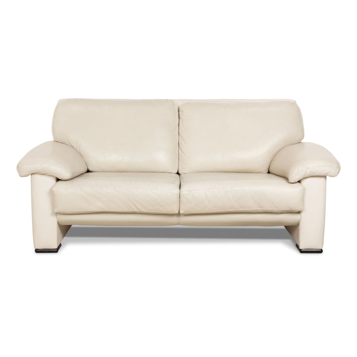 Willi Schillig Leder Zweisitzer Creme Grau Sofa Couch