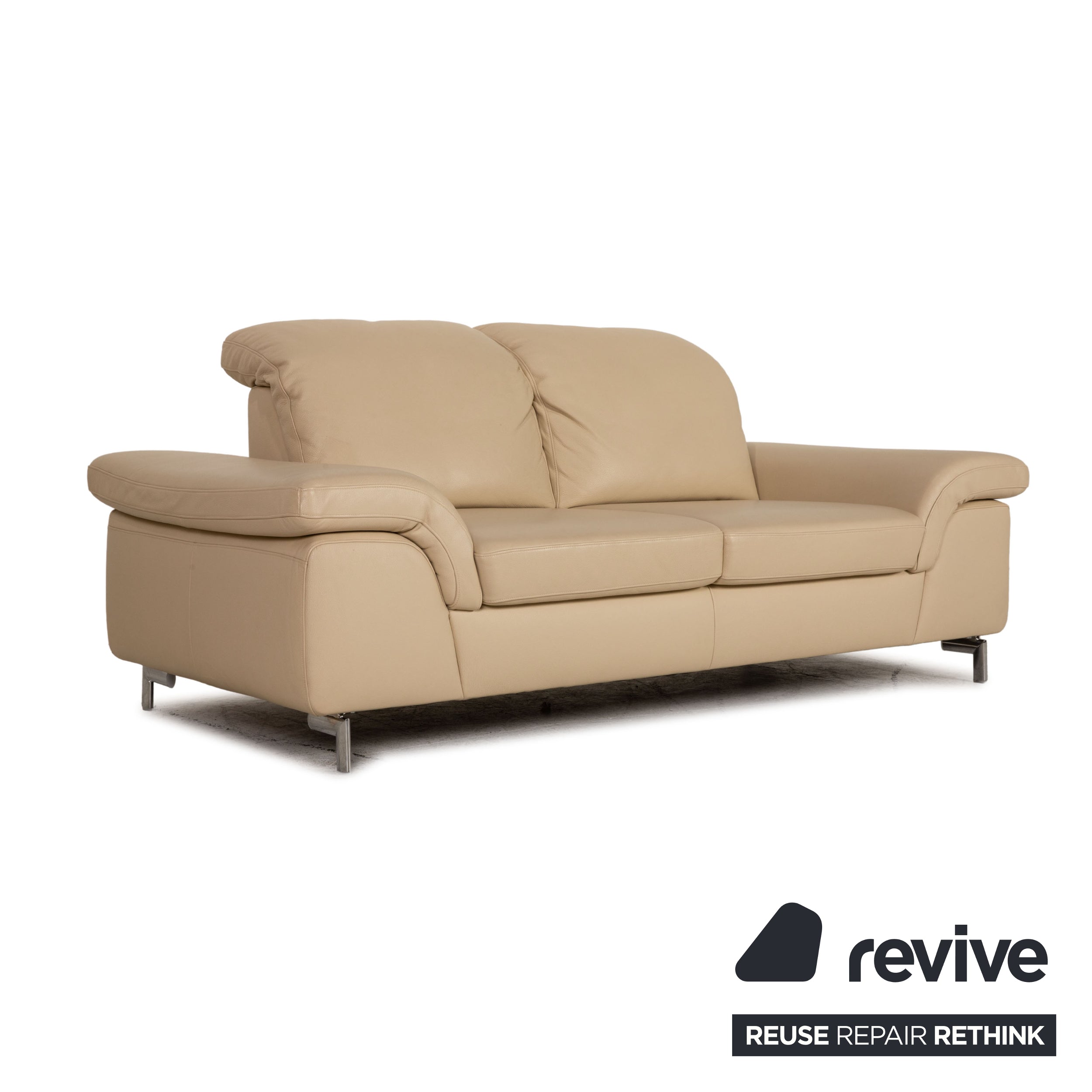 Willi Schillig Leder Zweisitzer Creme Sofa Couch