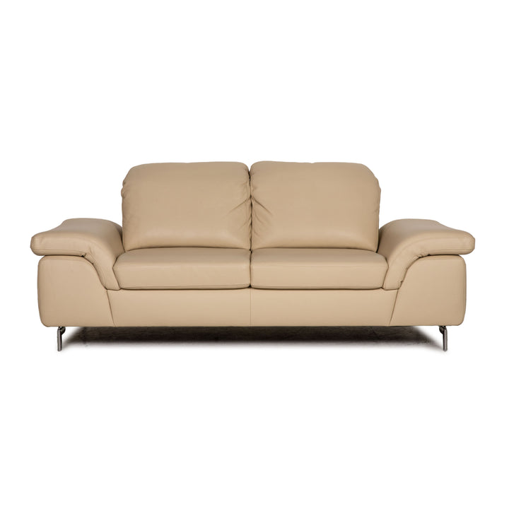 Willi Schillig leather two-seater cream sofa couch