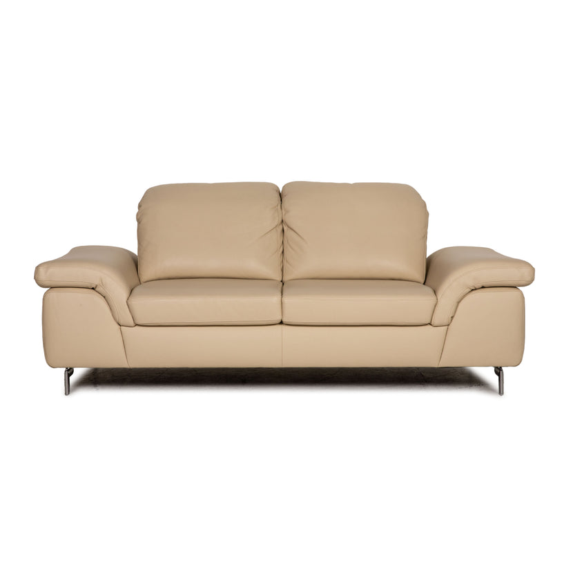 Willi Schillig Leder Zweisitzer Creme Sofa Couch