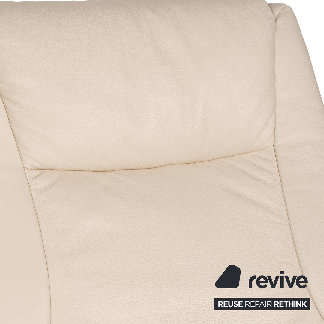 Willi Schillig leather two-seater cream sofa couch manual function relaxation function