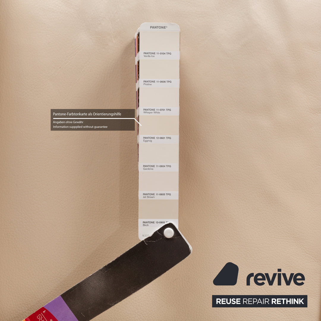 Willi Schillig leather two-seater cream sofa couch manual function relaxation function