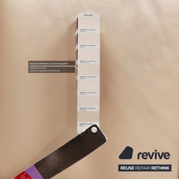 Willi Schillig leather two-seater cream sofa couch manual function relaxation function