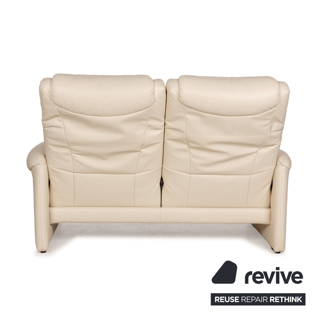 Willi Schillig leather two-seater cream sofa couch manual function relaxation function