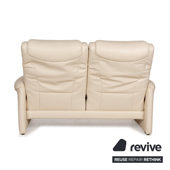 Willi Schillig leather two-seater cream sofa couch manual function relaxation function