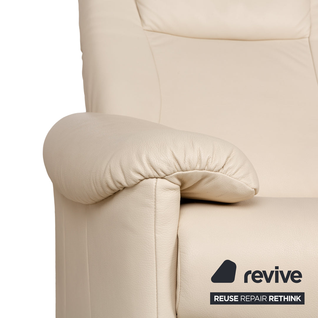 Willi Schillig Leder Zweisitzer Creme Sofa Couch manuelle Funktion Relaxfunktion