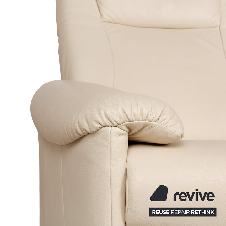 Willi Schillig leather two-seater cream sofa couch manual function relaxation function