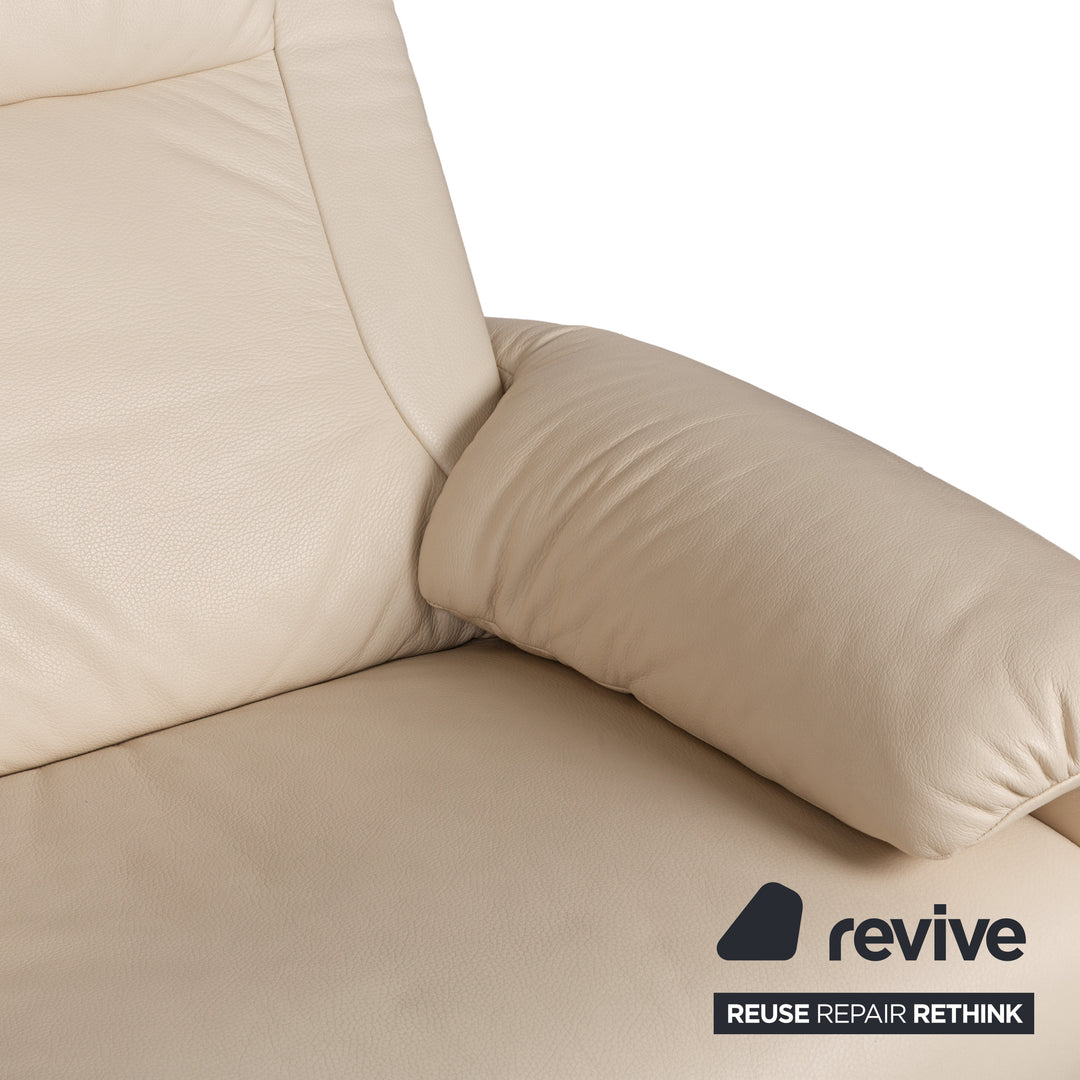 Willi Schillig leather two-seater cream sofa couch manual function relaxation function