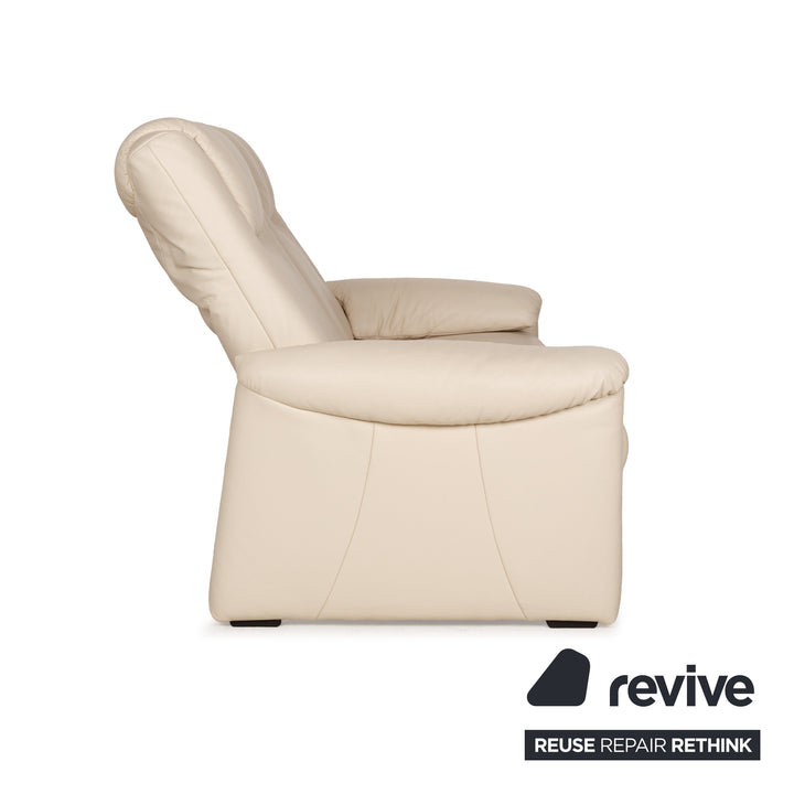 Willi Schillig leather two-seater cream sofa couch manual function relaxation function