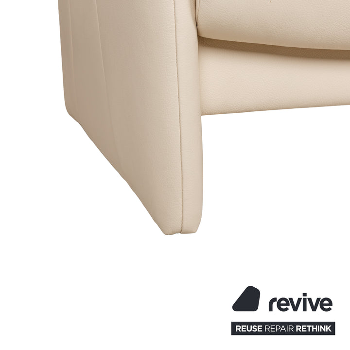 Willi Schillig leather two-seater cream sofa couch manual function relaxation function