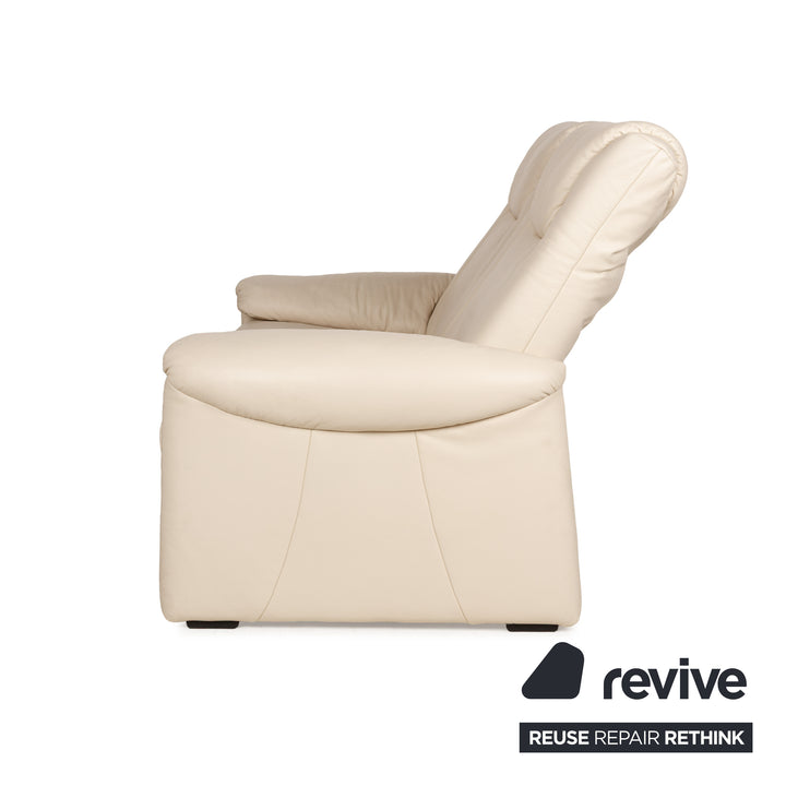Willi Schillig leather two-seater cream sofa couch manual function relaxation function