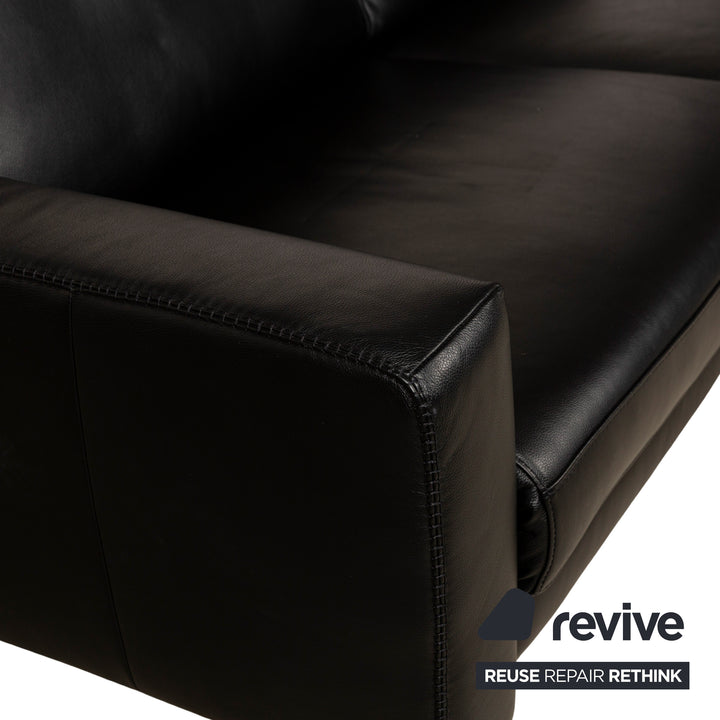 Willi Schillig Leather Two-Seater Black Electric Function Sofa Couch