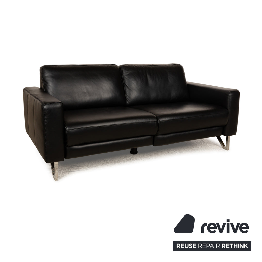 Willi Schillig Leather Two-Seater Black Electric Function Sofa Couch