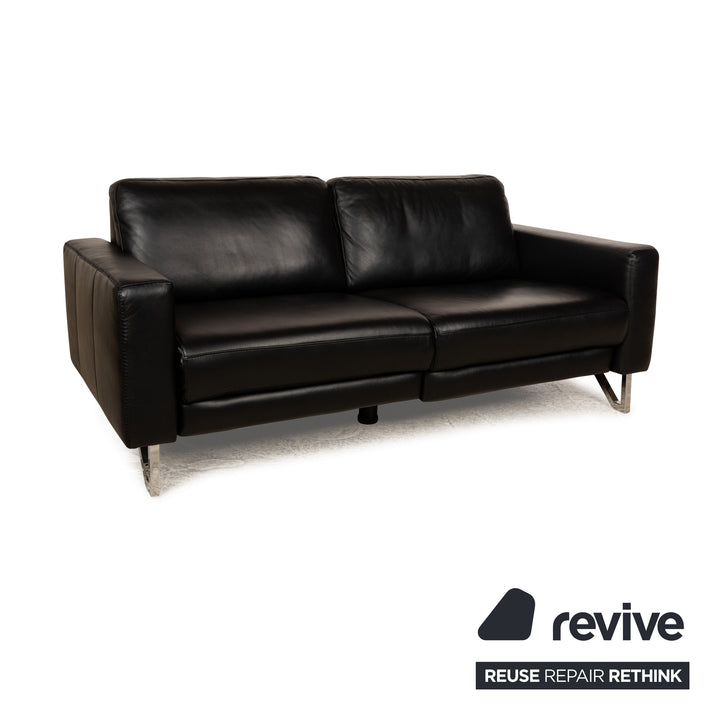 Willi Schillig Leather Two-Seater Black Electric Function Sofa Couch