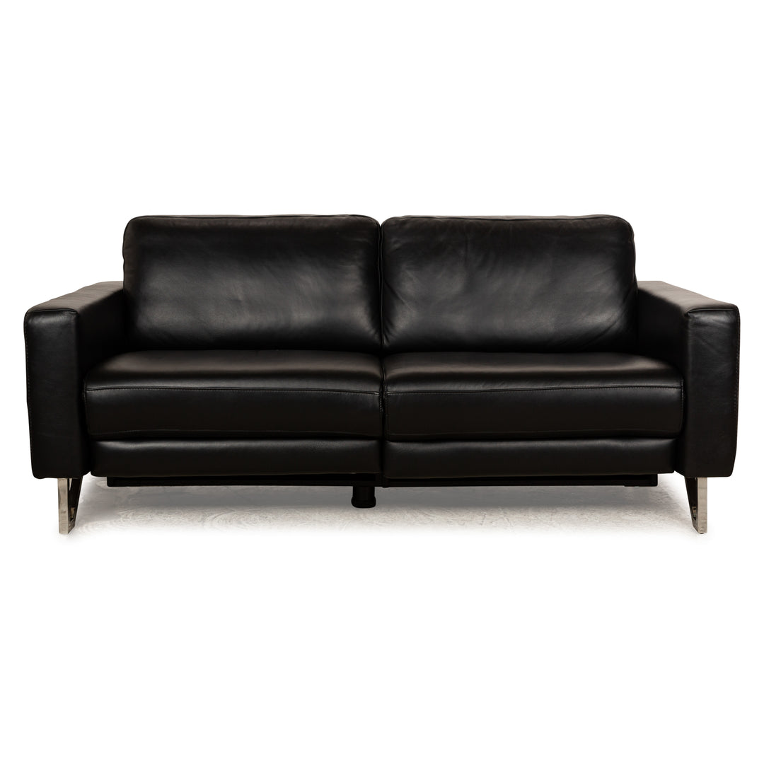 Willi Schillig Leather Two-Seater Black Electric Function Sofa Couch