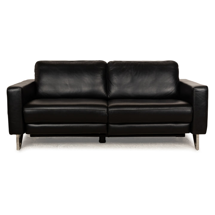 Willi Schillig Leather Two-Seater Black Electric Function Sofa Couch