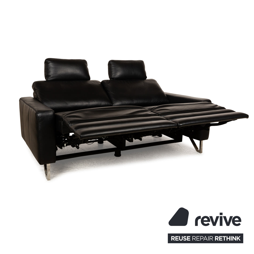 Willi Schillig Leather Two-Seater Black Electric Function Sofa Couch
