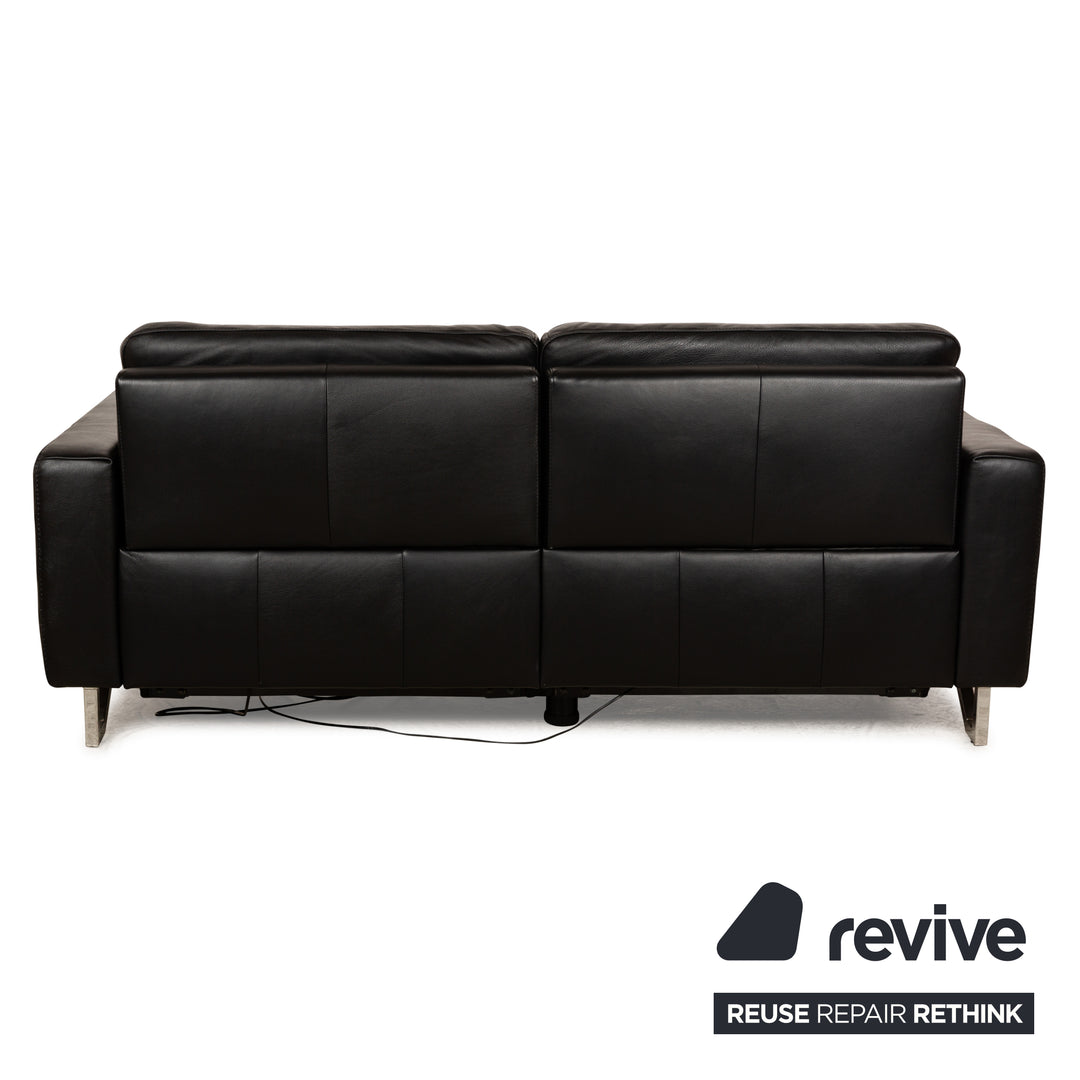 Willi Schillig Leather Two-Seater Black Electric Function Sofa Couch