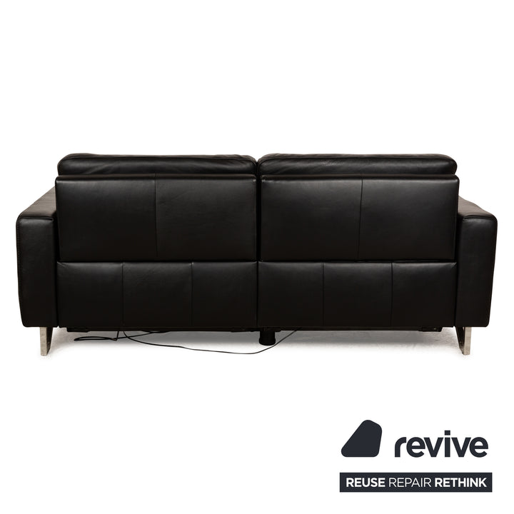 Willi Schillig Leather Two-Seater Black Electric Function Sofa Couch