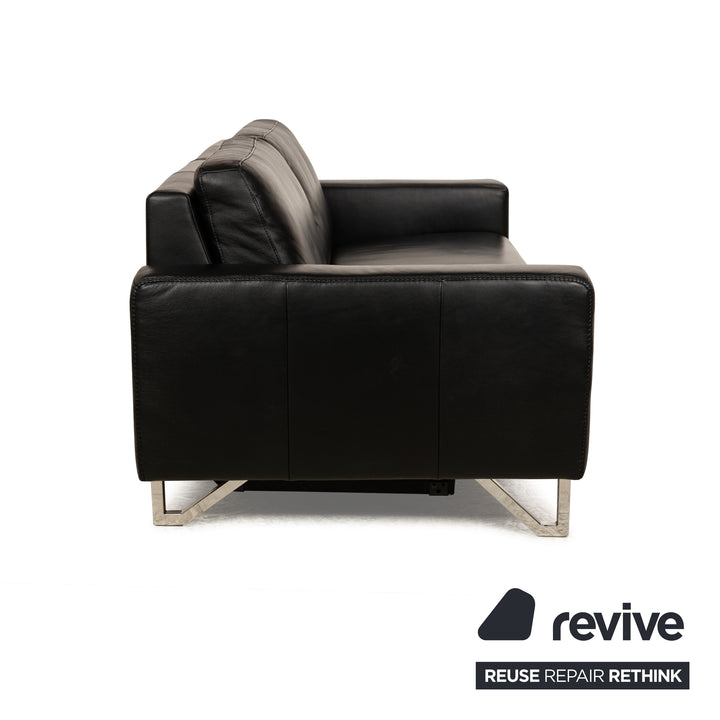 Willi Schillig Leather Two-Seater Black Electric Function Sofa Couch