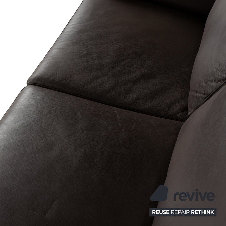 Willi Schillig Leder Zweisitzer Braun Sofa Couch