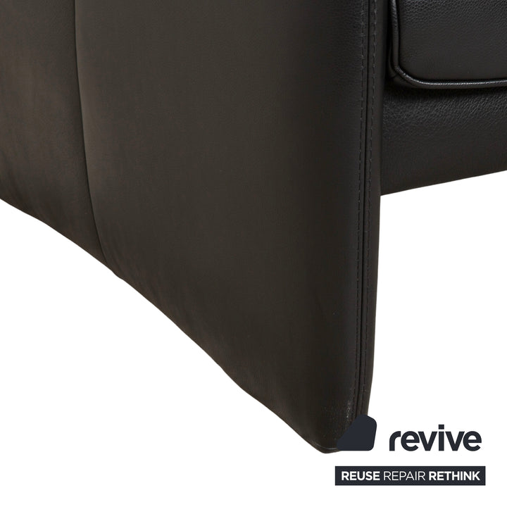 Willi Schillig Leather Two-Seater Black Sofa Couch