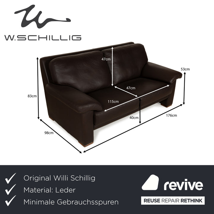 Willi Schillig Leather Two-Seater Black Sofa Couch