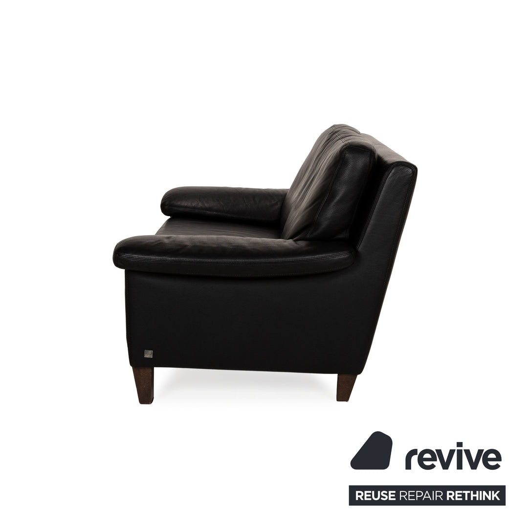 Willi Schillig Leather Two-Seater Black Sofa Couch