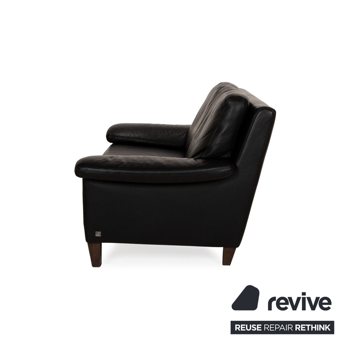 Willi Schillig Leather Two-Seater Black Sofa Couch