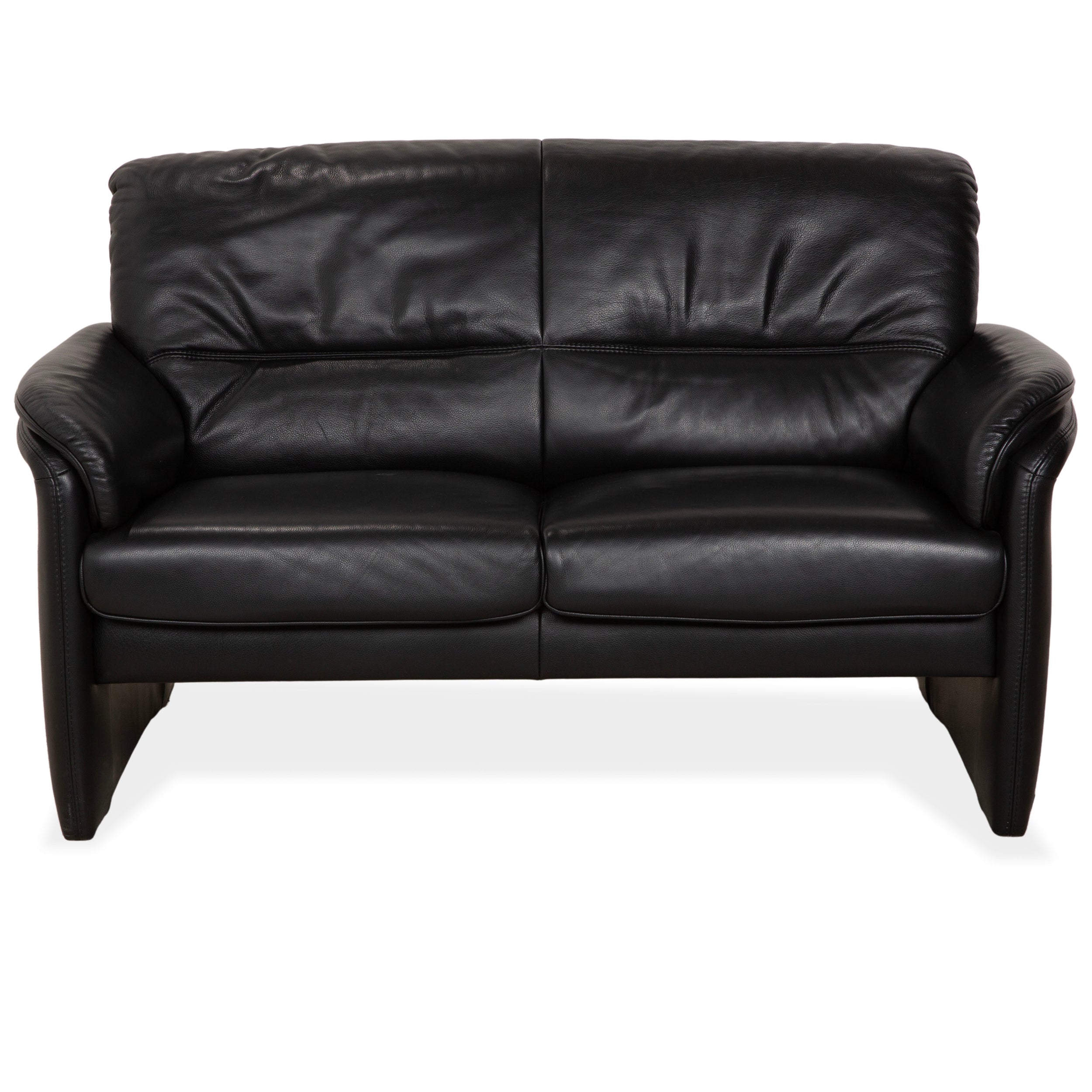 Willi Schillig Leder Zweisitzer Schwarz Sofa Couch