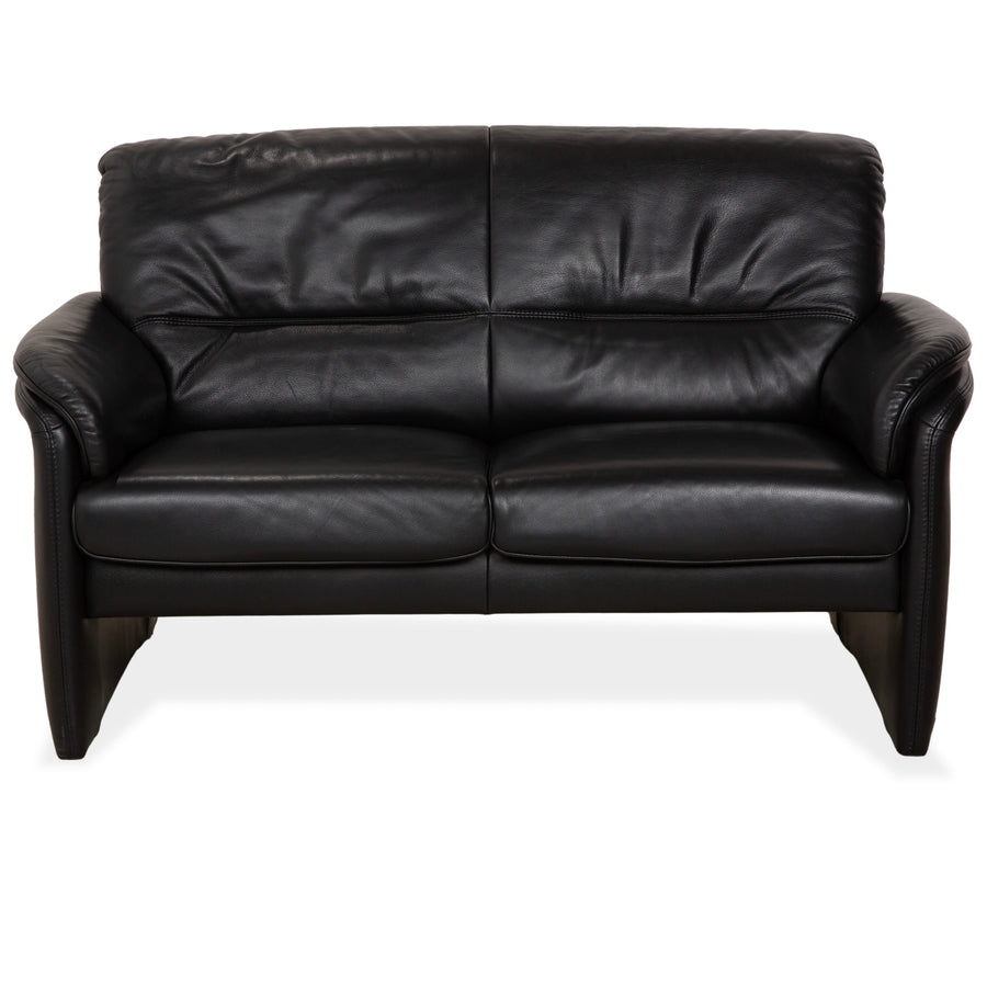Willi Schillig Leather Two-Seater Black Sofa Couch