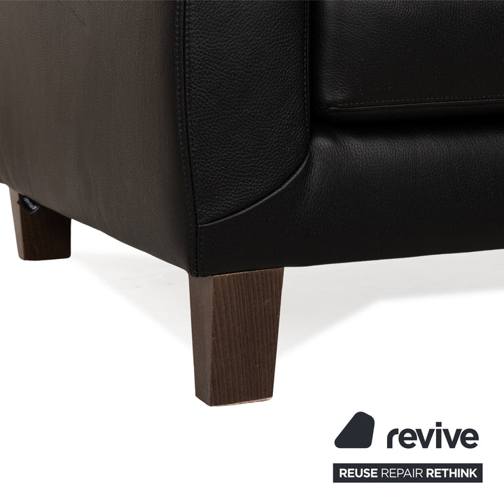 Willi Schillig Leather Two-Seater Black Sofa Couch
