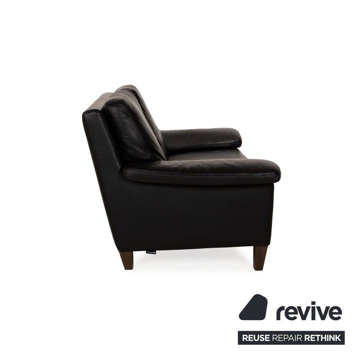 Willi Schillig Leather Two-Seater Black Sofa Couch