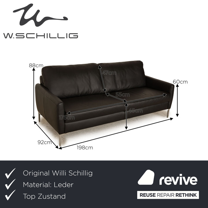 Willi Schillig Leder Zweisitzer Schwarz Sofa Couch