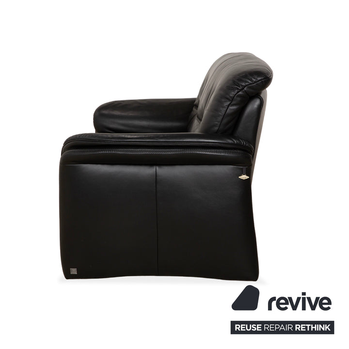 Willi Schillig Leather Two-Seater Black Sofa Couch